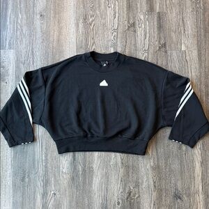 Adidas Sweatshirt Black Future Icons 3-Stripes Cotton Blend Sweatshirt Large